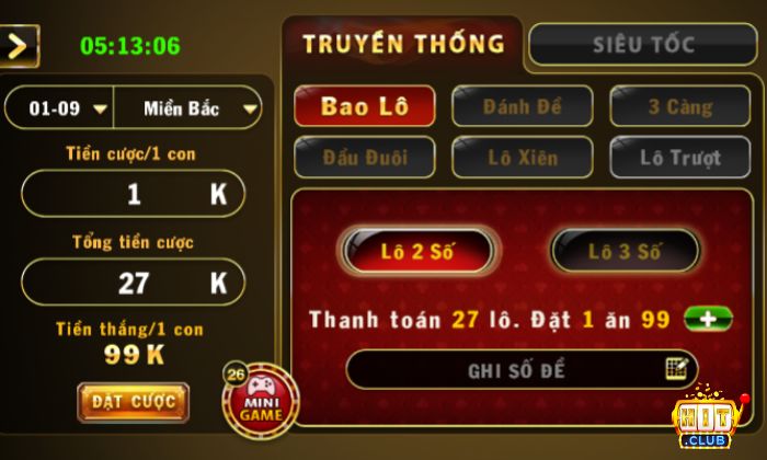 Thao tác để tham gia lô đề 1 ăn 900 tại Hitclub