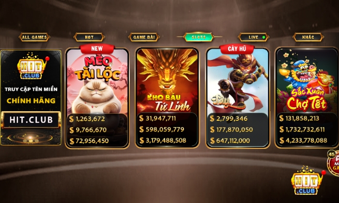 Chọn game “Kho báu tứ linh” trong slots game tại Hitclub