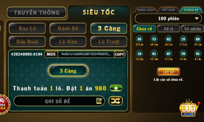 Đặt cược 3 Càng Hitclub ăn thưởng cực lớn